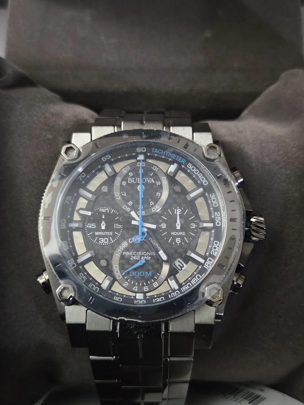 Bulova Precisionist 98B229 Black and Blue Men's Multifunction Chronograph Watch